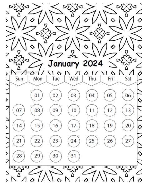 Printable Coloring Calendar