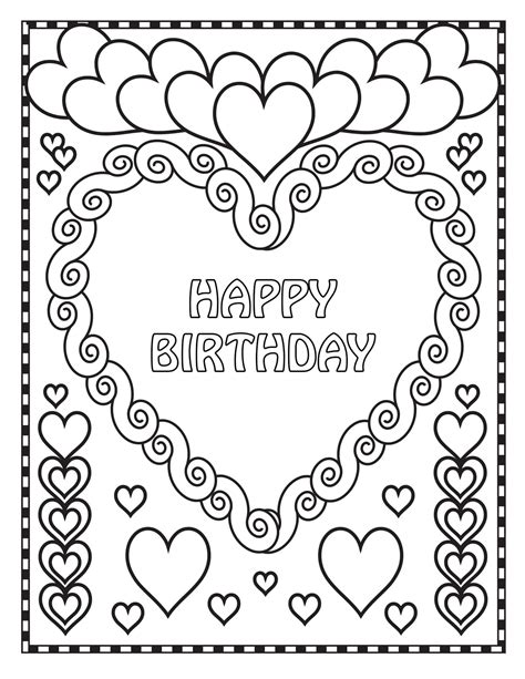 Printable Coloring Cards For Birthdays