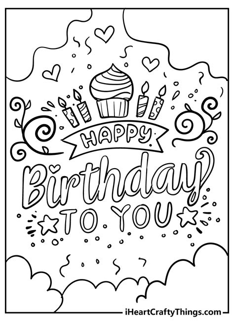 Printable Coloring Happy Birthday Cards
