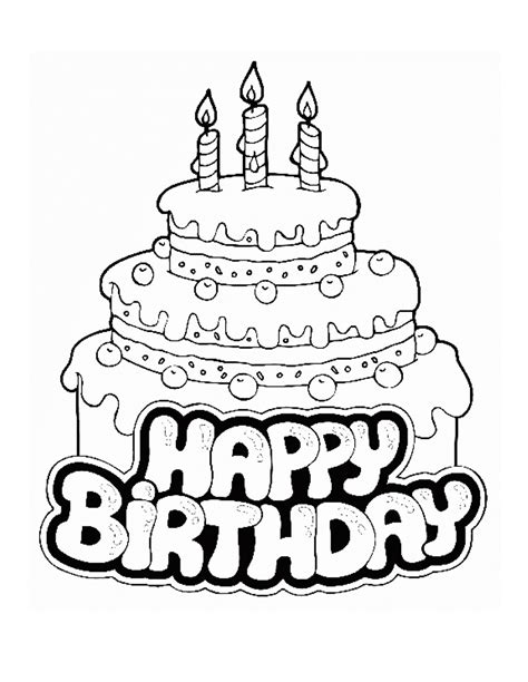 Printable Coloring Pages Birthday Cake