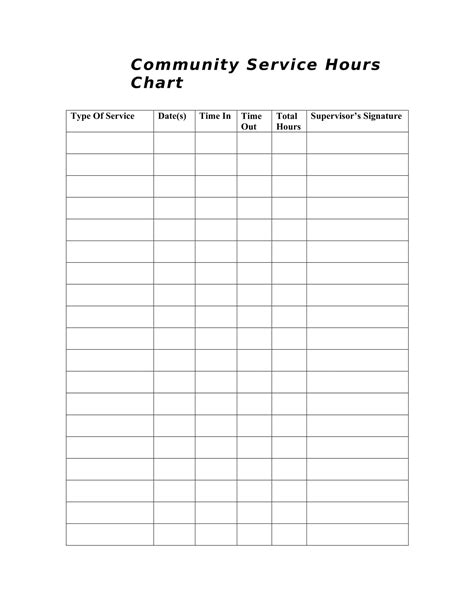 Printable Community Service Volunteer Hour Sheet