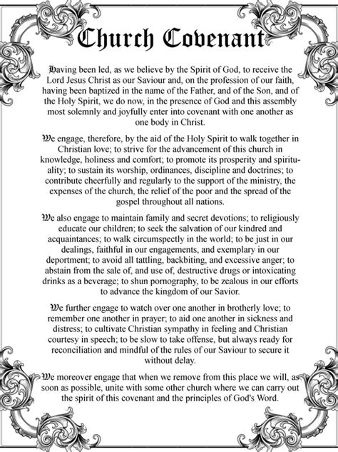 Printable Copy Of Baptist Church Covenant