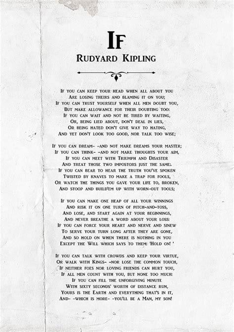 Printable Copy Of The Poem If By Rudyard Kipling