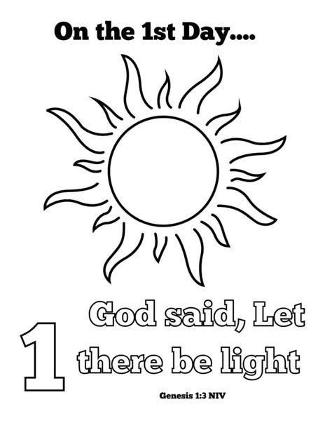Printable Creation Day 1 Coloring Page