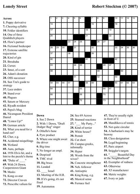 Printable Crosswords Hard