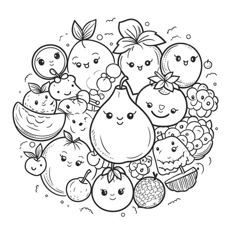 Printable Cute Fruit Coloring Pages