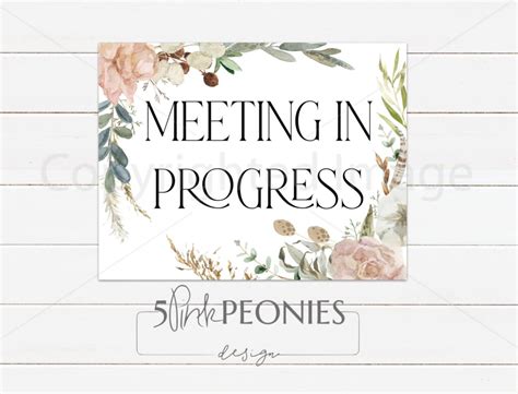 Printable Cute Meeting In Progress Sign
