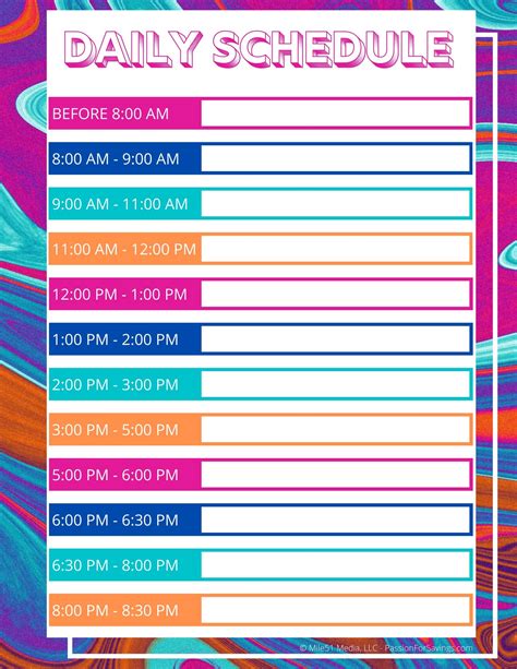 Printable Day Schedule