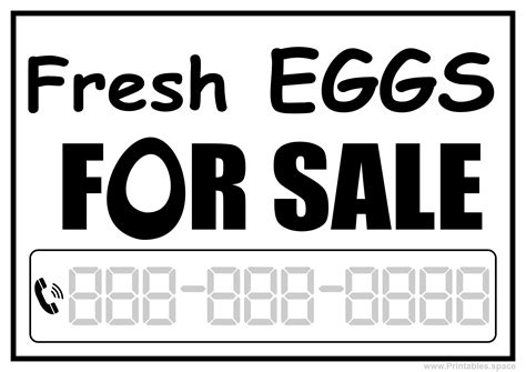 Printable Eggs For Sale Sign