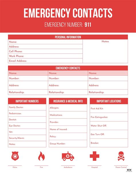 Printable Emergency Contact List