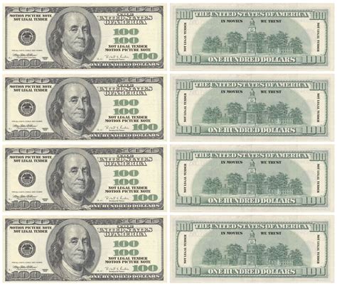 Printable Fake 100 Dollar Bill