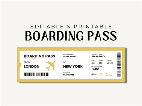 Printable Fake Plane Ticket
