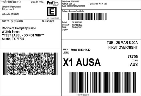 Printable Fedex Label