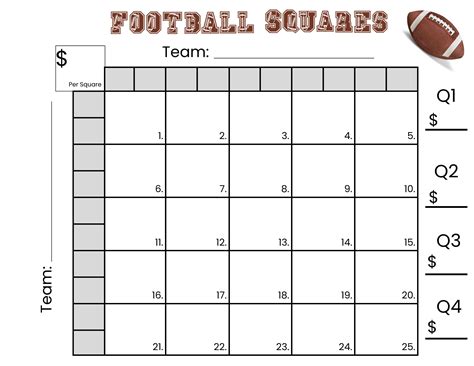 Printable Football Squares 25