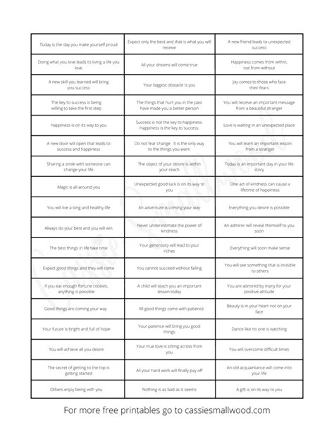 Printable Fortune Cookie Messages