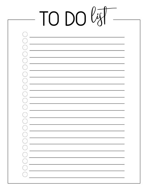 Printable Free To Do List