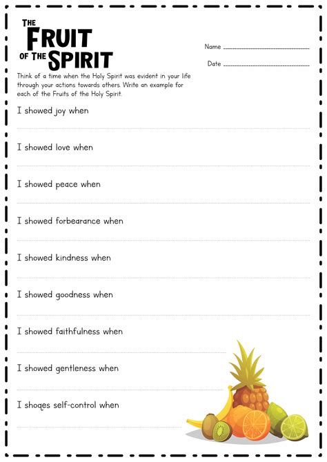 Printable Fruits Of The Holy Spirit Worksheet