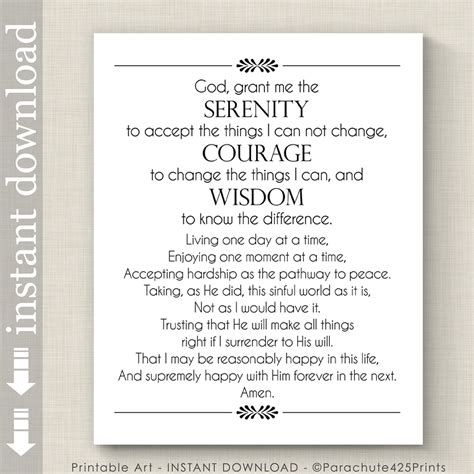 Printable Full Serenity Prayer