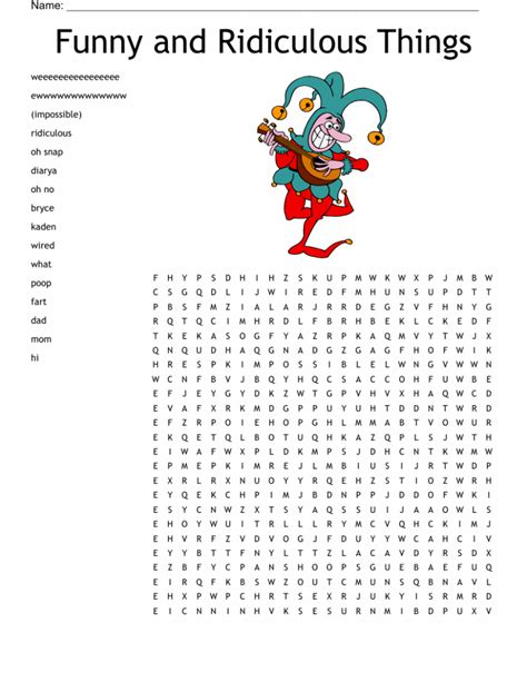Printable Funny Word Search