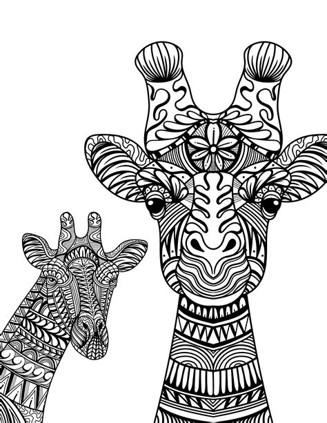 Printable Giraffe Coloring Pages For Adults