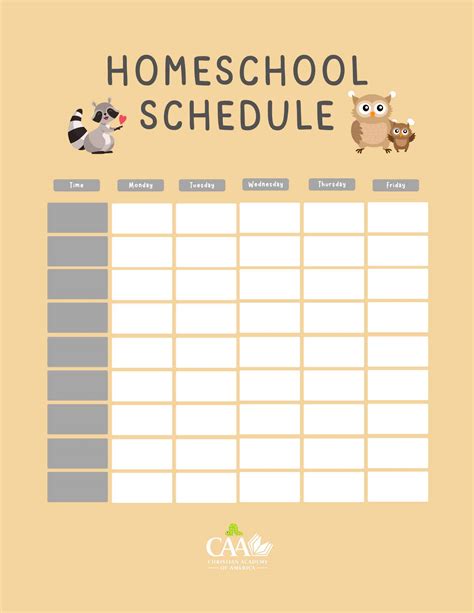 Printable Homeschool Schedule