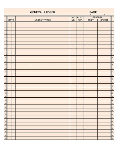Printable Ledger Template