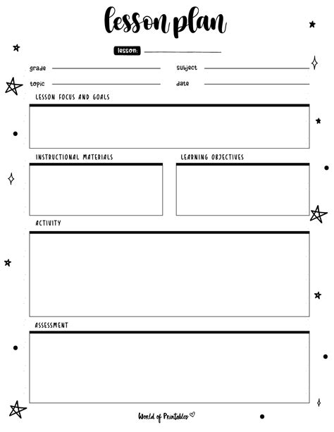 Printable Lesson Plan Template For High School Business On Word