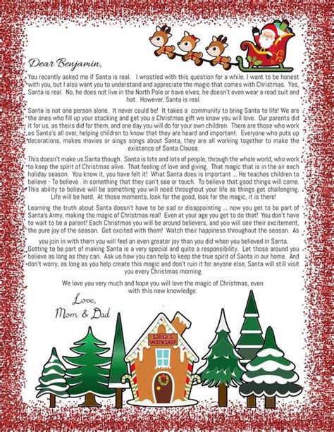 Printable Letter Explaining Santa Isnt Real
