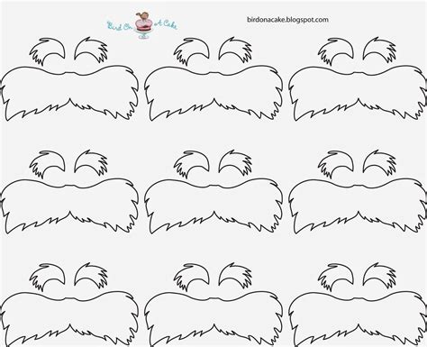 Printable Lorax Mustache And Eyebrows Template