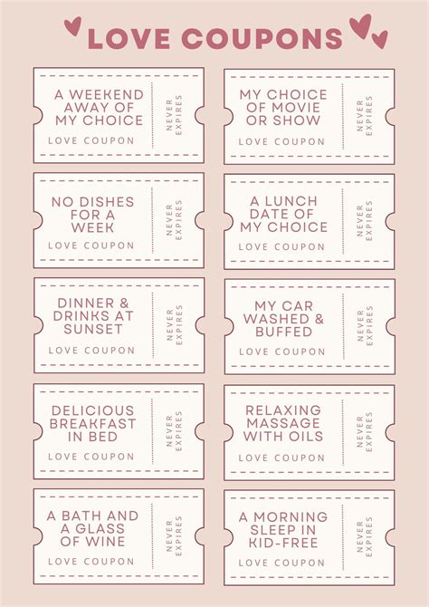 Printable Love Coupons Template