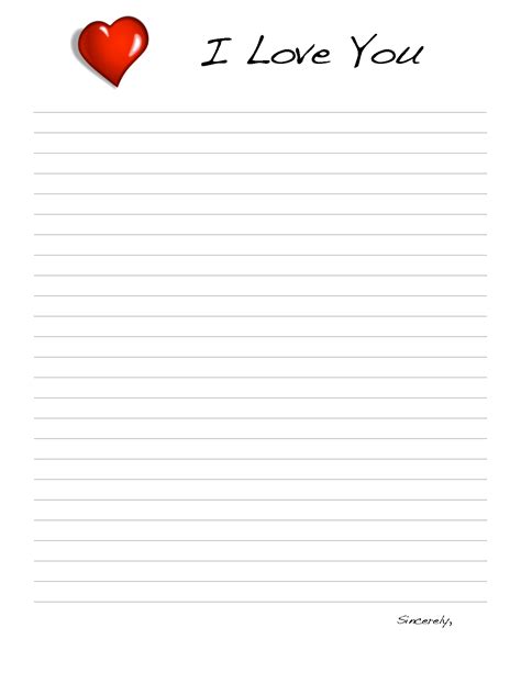 Printable Love Letter Template