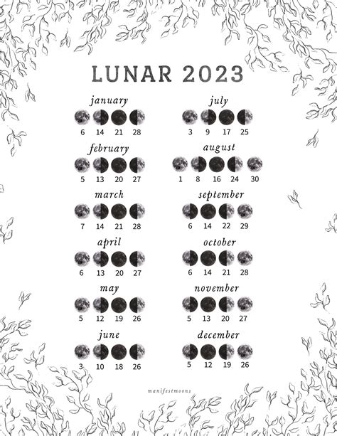 Printable Lunar Calendar