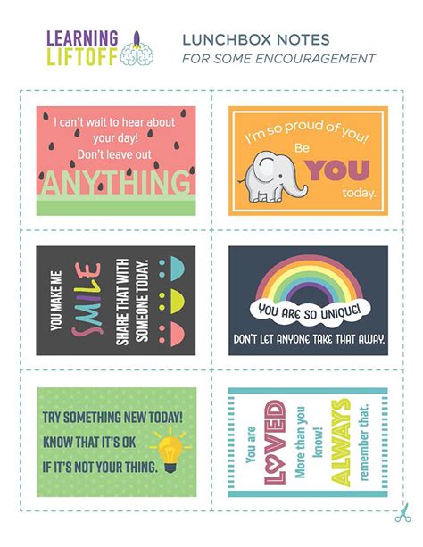 Printable Lunch Box Notes