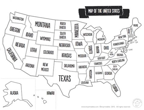 Printable Map Of The 50 States
