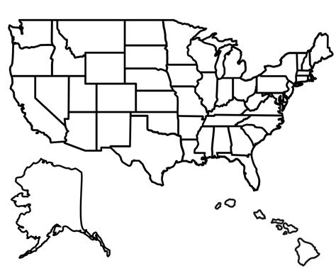 Printable Map United States Blank