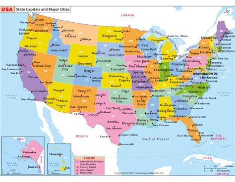 Printable Map United States Major Cities