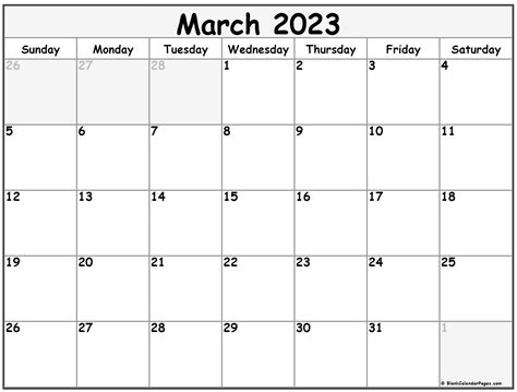 Printable March Calendar