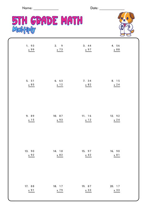 Printable Math Worksheets For 5th Graders