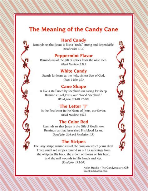 Printable Meaning Of The Candy Cane