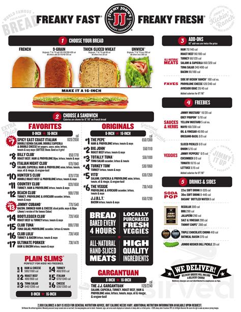 Printable Menu For Jimmy Johns