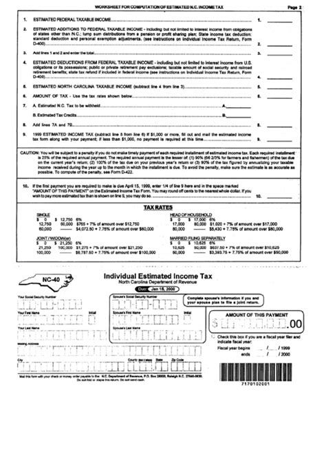Printable Nc 40 Tax Form