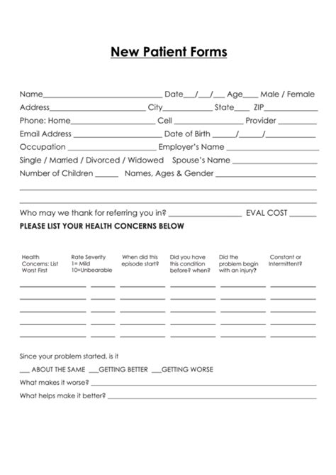 Printable New Patient Forms