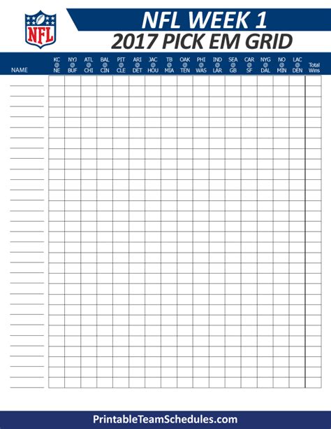 Printable Nfl Pick Em Sheet
