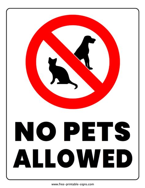 Printable No Pets Allowed Sign