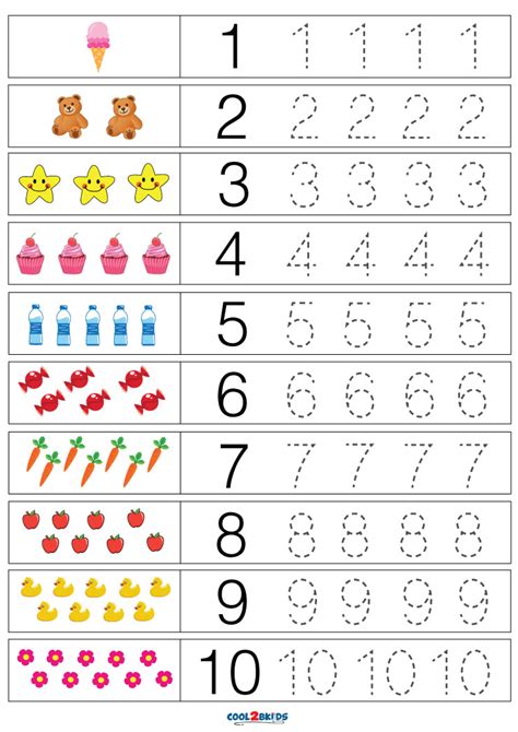 Printable Number Tracing Sheets