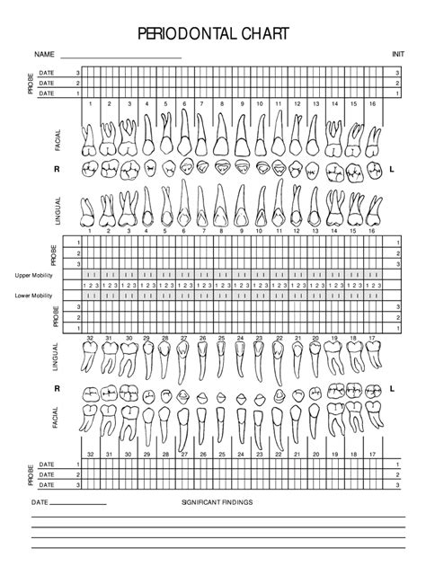 Printable Periodontal Probing Chart