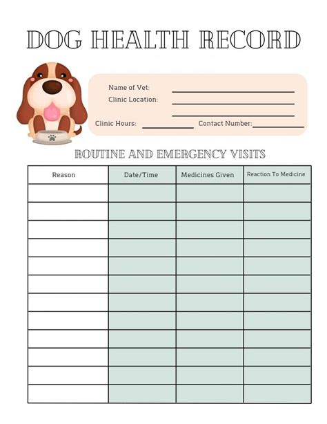 Printable Pet Health Record