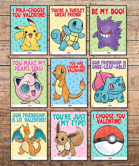 Printable Pokemon Valentine Cards
