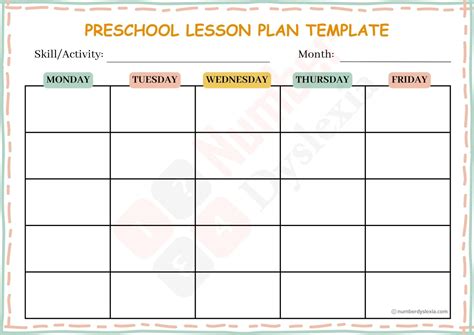 Printable Preschool Lesson Plan Template