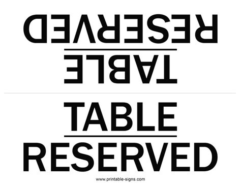Printable Reserved Signs